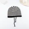 Chapéu de Pelúcia Fofo com Laço e Orelhas de Gato para Mulheres no Outono e Inverno, à Prova de Frio e Quente, Chapéu de Tricô com Proteção para Orelhas, Chapéu de Tricô com Franja
