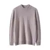 Suéter 100% cachemira pura para hombre, engrosado con un patrón trenzado, con cuello semi-alto, adecuado para uso de negocios casual como capa base de punto