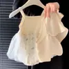 Ropa de bebé vestido de una pieza, mameluco de triángulo con lazo de encaje floral para bebé, mameluco de algodón de manga corta de 120g