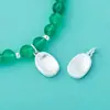 Accesorios de Plata de Ley S925 Pulsera Ovalada Simple Electrochapada Cepillada Colgante de Marca Colgante para Cadena de Clavícula DIY Joyería de Plata