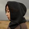 Cachemira Otoño e Invierno Nuevo para Mujer de Alta Gama Color Sólido Protección para la Cabeza Tejido para Exterior Cálido Bufanda con Cordón para el Pecho Sombrero