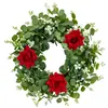 Corona Artificial Transfronteriza con Hojas de Eucalipto, Hojas de Bayas y Hojas de Dinero para Decoración de Puerta Principal del Hogar, Corona de Enredadera de Primavera y Verano