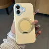 Soporte Giratorio de Bloques de Color Macaron Adecuado para Funda de Teléfono Apple 18 Pro Max, Funda Simple de Gelatina para Chicas 17/16