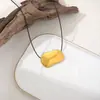 Collar de Espejo Plano de Oro de 18 Quilates Longitud Ajustable Asimétrica Cordón de Cuero Cadena para Clavícula Joyería Transfronteriza Europea y Americana