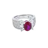 Anillo de Rubí Cultivado Zhou Hengfu Jewelry en Plata S925 con Diamantes, Anillo de Lujo Ligero para Mujer, Suministro Directo de Fábrica, Diseño de Nicho, Gama Alta