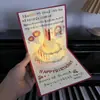 Tarjeta de felicitación de cumpleaños tridimensional creativa DIY de alto nivel tallado en papel hecho a mano regalo bendición música fuegos artificiales luminosos tarjeta