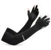 Guantes de Manga de Hielo de Seda de Hielo de Dos Dedos, de Dedo Completo, de Medio Dedo para Pesca y Ciclismo al Aire Libre, Protección UV, Antideslizantes, Transpirables, Elásticos, Sensación Refrescante