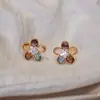 Pendientes de Flor de Zircón con Aguja Plateada Super Brillantes, Aretes de Moda Estilo Dulce de Lujo Ligero, Diseño Fresco y Sencillo, Pendientes Versátiles para Mujer