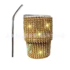 Vaso de Licor Mini de Lujo con Pedrería, Taza de Café Estilo Italiano con Estampado de Leopardo, Vaso con Popote de Acero Inoxidable, Vaso para Agua