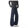 Pantalones a Cuadros Azul Oscuro Retro Americano para Hombre Corte Limpio Casual Micro Acampanados Otoño Invierno Streetwear Pantalones de Pierna Recta Extendida