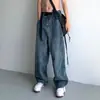 Jeans Retro Estilo Japonés INS Americano para Hombre Pierna Recta Holgada Pantalones Baggy Color Sólido de Moda High Street Pantalones de Papá