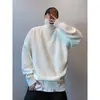 Suéter gola alta casual de cor sólida estilo Hong Kong para homens, camisa básica simples de outono e inverno, malha quente versátil e da moda