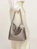 Bolso de Mano Tejido a Mano Color Dorado Champagne en el Mismo Estilo que el Original, Bolso de Hombro Grande de Capacidad Estilo Casual, Bolso Cubo de Moda para el Trabajo