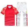 Traje Deportivo Casual de Solapa de Manga Corta y Pantalón Largo para Hombre, Ropa Deportiva para Correr, de Dos Piezas, Marca Trendy, Estilo Pareja