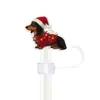 Tapas de Paja Navideñas Dibujos Animados Vaca de las Tierras Altas Tapones para Polvo 10 mm Cubiertas de Paja de Goma Suave Decorativas Impresas Regalos Festivos Venta al por Mayor