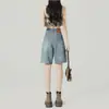 Shorts de mezclilla para mujer de cintura alta para el verano de 2026, nuevo estilo moderno y versátil, corte holgado para personas menudas, pantalones de 5 puntos de longitud media para uso al aire libre