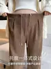 Pantalones de Maternidad Ropa de Abrigo Otoño Invierno Terciopelo Plus 2026 Nuevos Pantalones de Pierna Ancha Sin Apretar en el Vientre Durante el Embarazo Talla Petite Talla Grande Pantalones Casuales