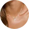 Colar com Pingente de 26 Letras Mais Vendido no Aliexpress, Corrente Caixa Não Desbota, Corrente para Clavícula, Colar Versátil para Casal