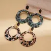 Pendientes Retro Redondos de Tela con Estampado de Leopardo Hueco Europeos y Americanos, Pendientes de Moda Transfronterizos de Gama Alta, Pendientes de Diseño Personalizado para Mujer