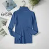 2025 Nuevo Multicolor Otoño e Invierno Color Sólido Básico Versátil Tejido Clásico Cuello Alto Manga Larga Camisa Base