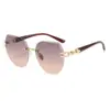 Nuevas Gafas de Sol Sin Montura Estilo Europeo y Americano, Populares Gafas de Sol Sin Montura Estilo Calle Moda Personalizada de Marco Grande Europeo y Americano