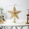 Estrella para la Cima del Árbol con Luces Adorno 3D para Decoración del Árbol de Navidad Accesorios Estrella de Cinco Puntas Dorada con Brillo de Hierro Forjado Decoraciones Navideñas