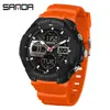Reloj para Hombre Sanda Transfronterizo Doble Movimiento Cuenta Regresiva Tres Tiempos Luminoso Versátil Simple Reloj Electrónico Multifuncional Resistente al Agua