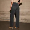 Calça Jeans Feminina Europeia e Americana Transfronteiriça Primavera 2025 Cintura Alta Modelagem Slim Wide-Leg Estilo Vintage Reta com Efeito Desgastado