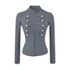 Chaqueta casual de estilo coreano con cuello alto, muy abotonada y con cremallera, diseño ajustado, corta y ceñida, top tipo cárdigan moderno