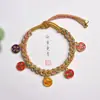 Pulsera del Dios de la Riqueza de Cinco Vías del Tíbet, Pulsera de Cuerda Colorida del Festival del Bote del Dragón, Pulsera de Cuerda Roja Hilo Colorido Tejida a Mano para Parejas