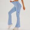 Pantalones de Yoga de Bolsillo de Cintura Alta Europeos y Americanos Transfronterizos Cargo Acampanados Deportivos para Mujer Adelgazantes Levanta Glúteos Glúteo Melocotón Pantalones de Fitness