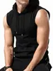 2026 Camiseta sin mangas de verano para hombre transfronteriza, chaleco deportivo con capucha para entrenamiento físico, top versátil de color liso para el día a día