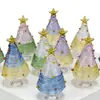 Nuevo Árbol de Navidad Inclinado de 8.5cm Envuelto en Alambre Árbol de Navidad Envuelto en Alambre de Vidrio Zibo Exhibición de Artesanías de Vidrio Navideñas