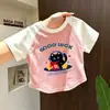 Camiseta de Manga Corta para Niña 2026 Nuevo Estilo para Niños Mayores, Top de Algodón Puro Lindo de Verano para Niña con Costuras Visibles, Camiseta Básica de Corte Holgado