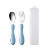Juego de cuchara y tenedor portátil para niños de acero inoxidable 304, vajilla para madre y bebé, tamaño pequeño, mango de calabaza, ABS, mango corto, transfronterizo