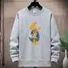Suéter Masculino Novo de Primavera e Outono Tecido Composto Pulôver Gola Redonda Solto Plus Size Esportivo Casual Estilo Pesado