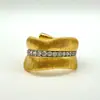 Libro Rojo Explosivo Estilo Retro de Corte Anillo Hoja de Plátano Anillo de Diamante de Lujo Ligero para Mujer Artesanía Italiana Cepillada