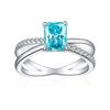 Anillo de plata S925 de Amazon, 1,5 ct, corte flor de hielo, chaflán cuadrado, 6 x 8, diamante de alto carbono con corte de fuegos artificiales, para mujer.