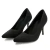 Nuevos zapatos de moda para mujer de punta fina, suela de goma, antideslizantes, tacones altos de color liso, zapatos de talla grande transfronterizos, zapatos de tacón de aguja para mujer