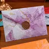 Sobre con diseño de mármol, colorido, sencillo, papel de carta vintage estilo occidental, sello de cera, juego de sobre y papel de carta