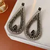 Pendientes de Gota de Agua Huecos de Circonia Transfronterizos Europeos y Americanos, Pendientes de Botón de Moda Tendencia Nicho, Pendientes Versátiles Exagerados Vintage