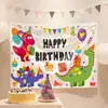 Nuevo Tela Colgante de Cumpleaños de Dibujos Animados Bandera de Letras de Cumpleaños de Dinosaurio Fondo para Cumpleaños Infantil de Un Año Banner de Decoración de Fiesta