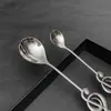 Cuchara de Acero Inoxidable 304 con Nota Musical, Cuchara para Café, Cuchara Creativa para Postre y Pastel, Mango Largo, Cuchara para Yogur y Helado, Cuchara para Nido de Pájaro