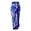 Traje de baño de una pieza con estampado de porcelana azul y blanca estilo europeo y americano, con cuello halter, falda envolvente de corte alto, conjunto de dos piezas para mujer, traje de baño azul y blanco de porcelana para mujer