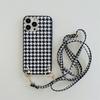 Adecuado para Funda de Teléfono iphone16 a Cuadros Crossbody Trasera con Cordón 15pro Estilo Japonés y Coreano Cordón Funda Protectora PC Carcasa Rígida 14p