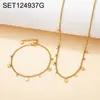 Conjunto de Collar y Pulsera de Acero Inoxidable con Forma de Estrella y Luna Estilo Europeo y Americano, Cadena de Clavícula de Acero de Titanio de Alta Gama de Lujo Ligero para Mujer, Moderno