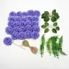 Rosa Popular Artificial de Espuma de Polietileno Transfronterizo con Palo, Accesorios de Hoja de Hierba Acuática, Arreglo Floral DIY, Decoración del Hogar