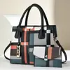 Bolsa para Suegra para Mujer 2025 Nueva Moda Bolso de Mano a Cuadros Conjunto Casual Mult pie de Gran Capacidad Bolso de Hombro Cruzado