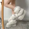 Botas de Nieve Retro de Suela Gruesa con Forro Polar Estilo Fair Isle para Mujer, Nuevos Modelos de Otoño e Invierno, Zapatos de Algodón Peludos Cálidos que Aumentan la Altura