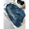 DestacadoYuran 26 Nuevo Algodón de Fibra Larga Sirospun Hilo Rústico Chaqueta de Mezclilla Oversize